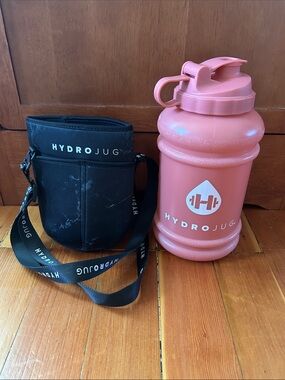 HydroJug Coral Pink Water Bottle with Black Carry Pouch
